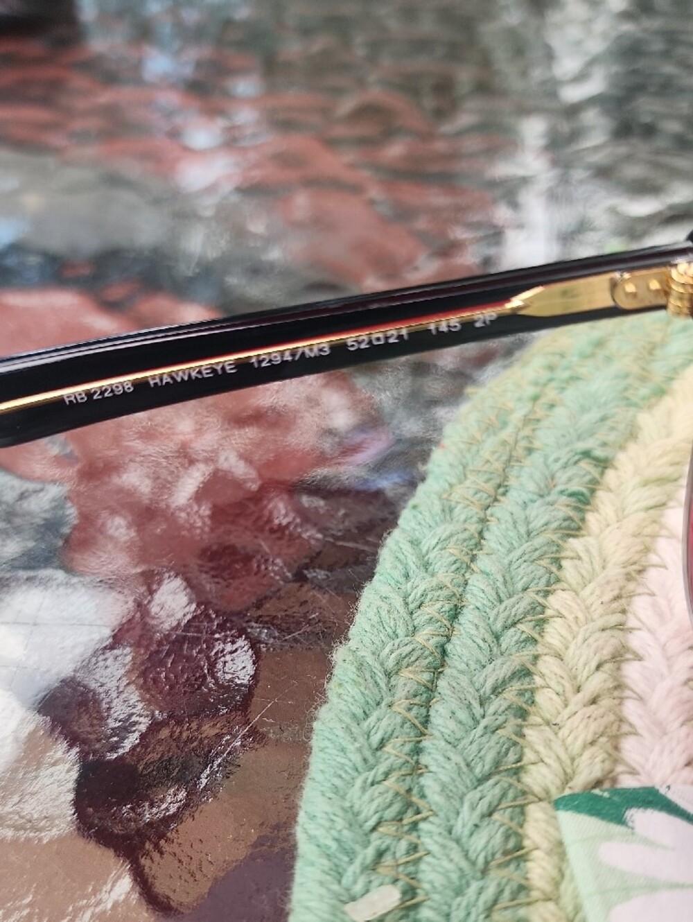 Ray-Ban Two-Tone Hawkeye Sunglasses - Polished Black & Clear, Polarized Lenses - Picture 6 of 15